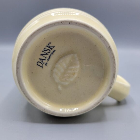 Vintage Dansk Portugal Ceramic Coffee Tea Mug Cup Ivory Color Leaf Stamp - Picture 3 of 8